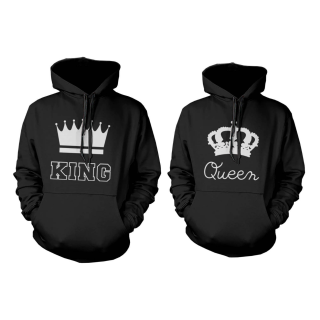 King and Queen Crown Couple Hoodies Cute Matching Outfit for Couples
